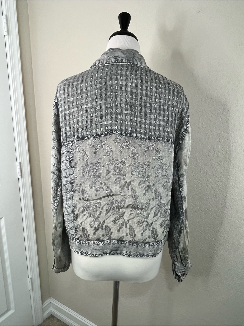 Sacred Threads Patchwork Gray Button-Front Jean Jacket - Picture 7 of 7